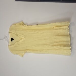 AGB Yellow Gauze Essentials Sheer Overlay V-neck Dress